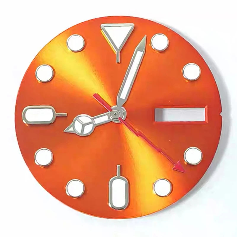 28.5mm Luminous Dual Calendar Sunburst Watch Dial with Lightning Hands Fit NH36