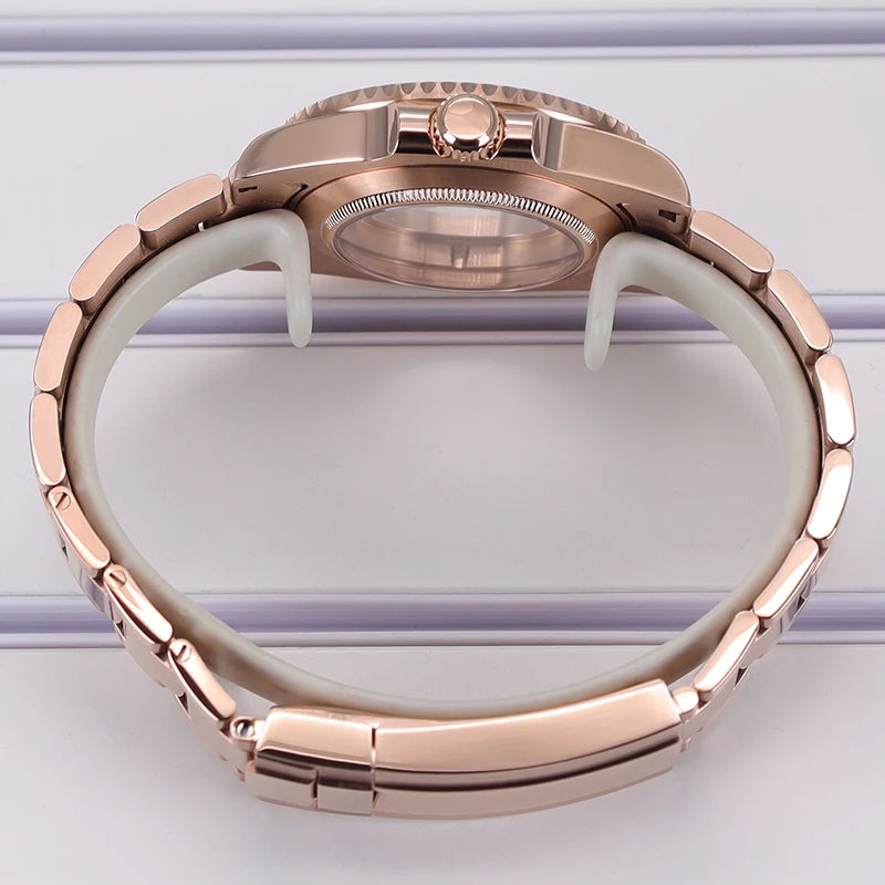 40mm Steel Rose Gold Watch Case No bezel For NH35/34/36/70 Eta2824 Miyota8215