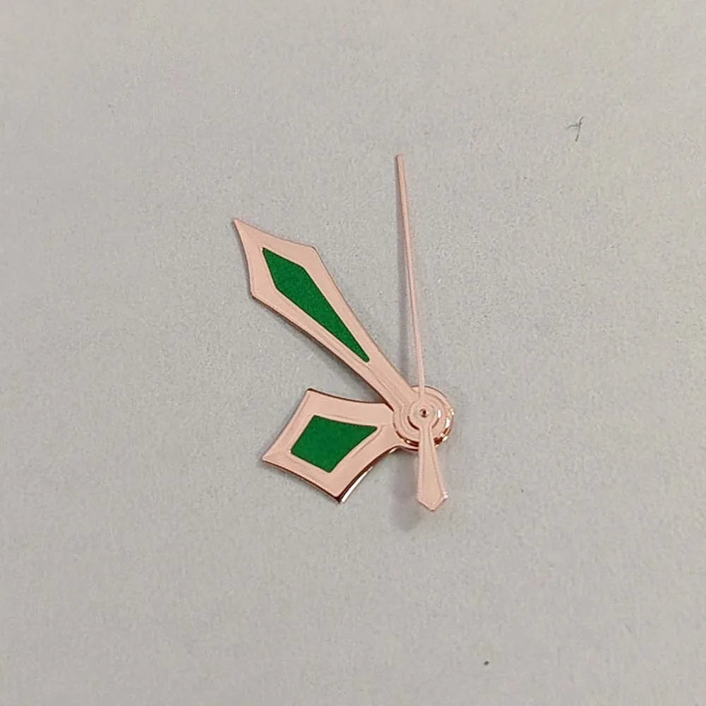 Watch Hands for NH35/NH36/4R/7S Modified Silver/Rose Sword Shape Green Luminous