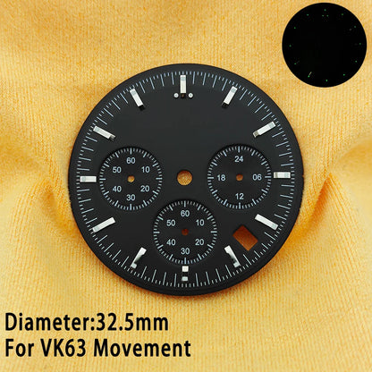 39.7mm Case 20mm Strap for VK63 Watch Head Silver Black Assembled Case Moon Case