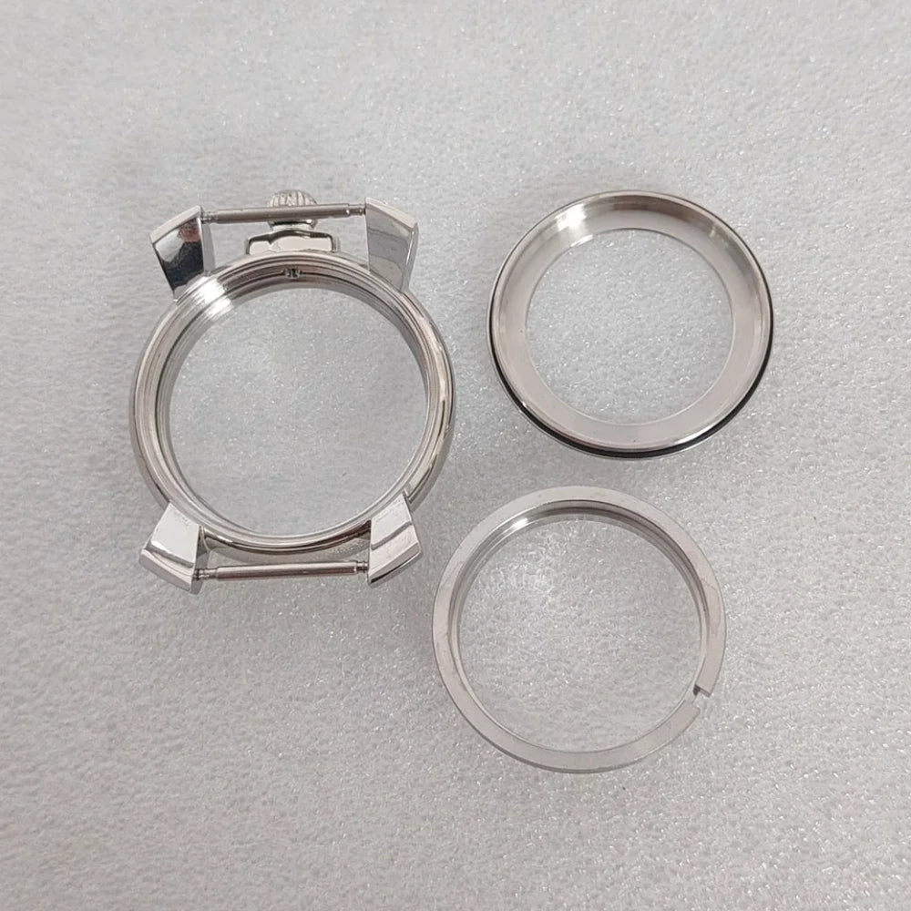 40MM Stainless Steel Silver Watch Case with Mineral Glass for NH35 NH36 Movement