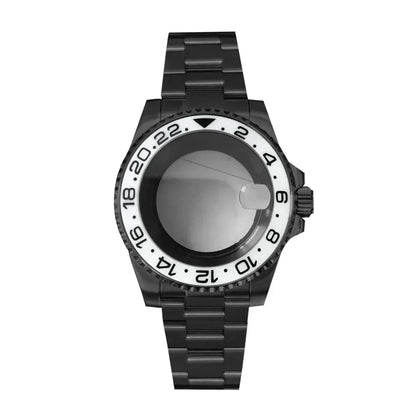 40MM Black Watch Case + Strap SUB Steel Case with Sapphire Crystal for NH35 NH36