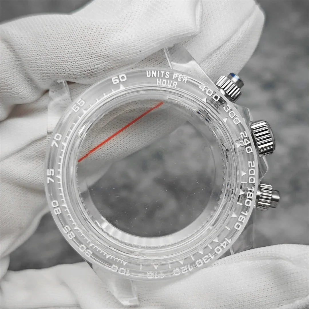 39mm Transparent Acrylic Watch Case 20mm Watch Bands Set 29.5mm Dial  for VK63