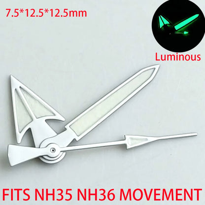 Watch Accessories Pointer NH 35 NH36 Hands Green/Blue Super Luminous Suitable For NH 35 NH36 Movement