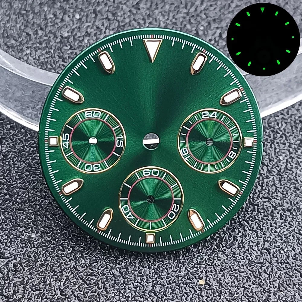 29.5mm C3 Green Luminous Timer Multicolor Watch Dial Suitable For VK63 Movement
