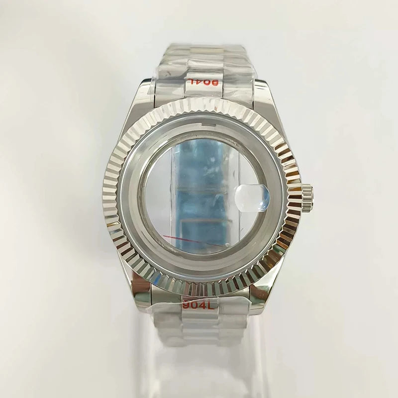 316L Steel 41mm Silver Classic Style Watch Case+Strap 28.5mm Dial Fit 8285