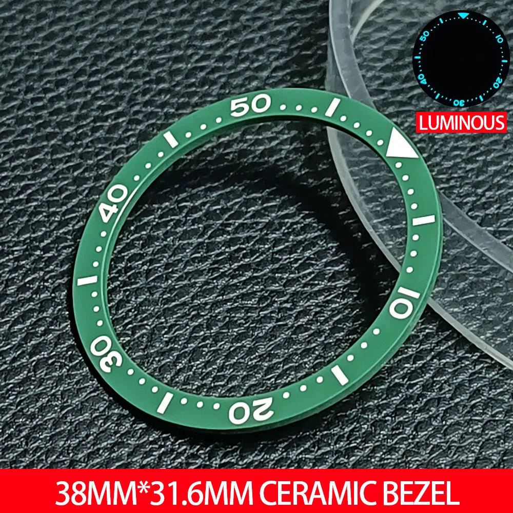 Flat Ceramic Bezel Insert 38mm*31.6mm Replacement Watch Parts accessories Luminous