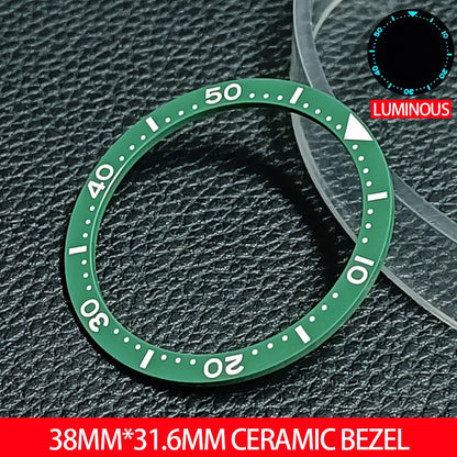 Flat Ceramic Bezel Insert 38mm*31.6mm Replacement Watch Parts accessories Luminous