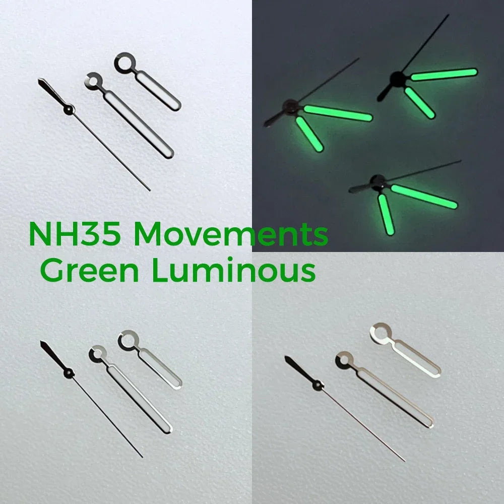 Modified Watch Hands with Strong Green Luminous for PP Pointer NH35 Movement