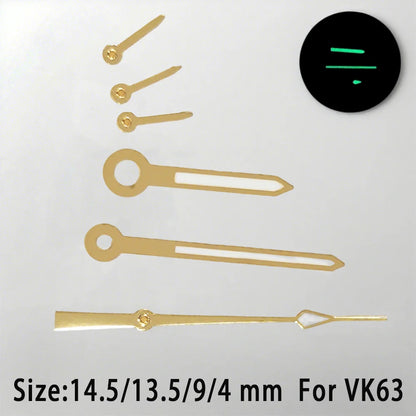 C3 Green Luminous Watch Hands For VK63 Movement Wristwatches fit 32.5mm Dials