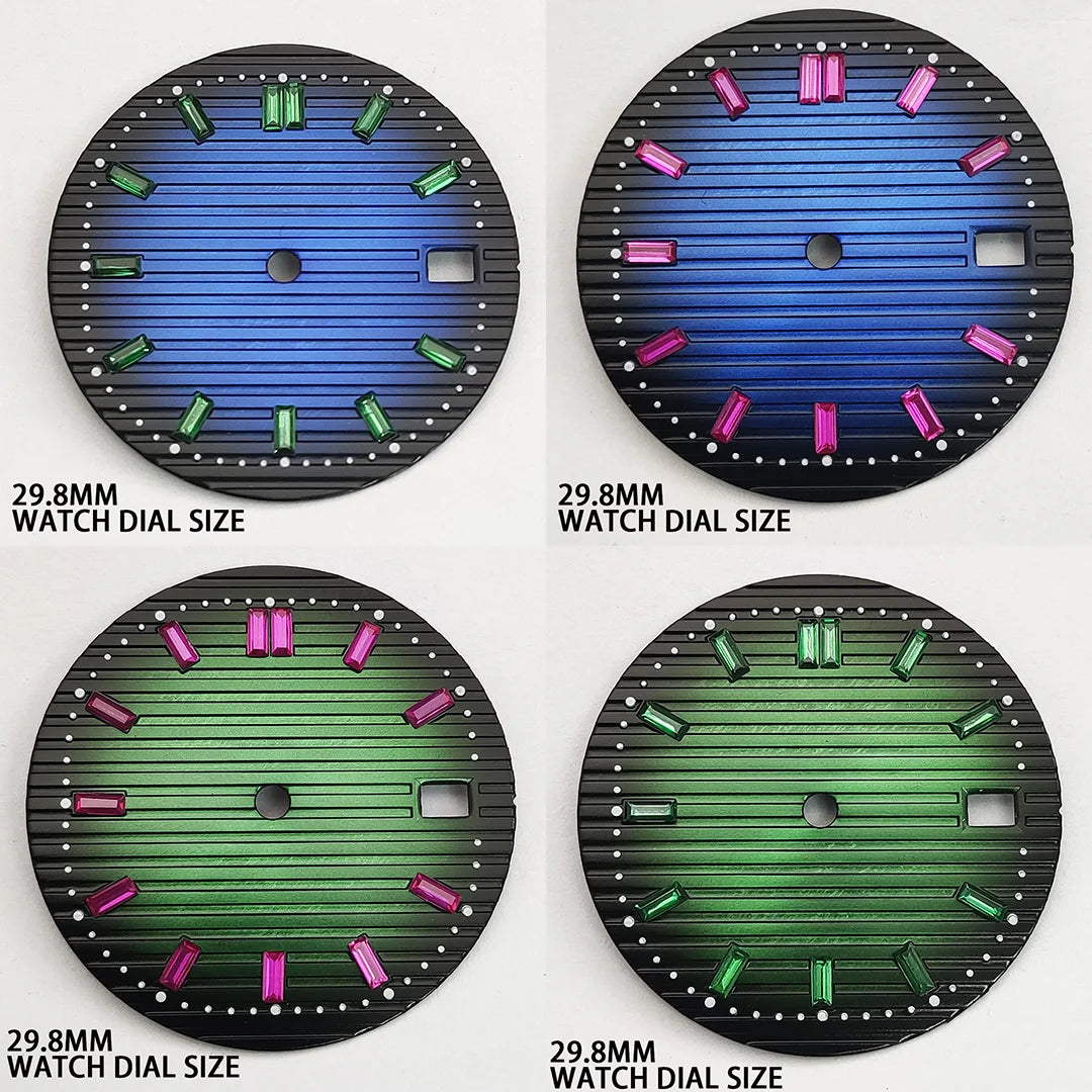 29.8MM Watch Dial Gradient Color Diamond  Modified Diving for NH35 NH36 Movement
