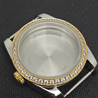Oyster Diamond tainless Steel Watch Case with Sapphire Crystal Sfor NH35/NH36/4R