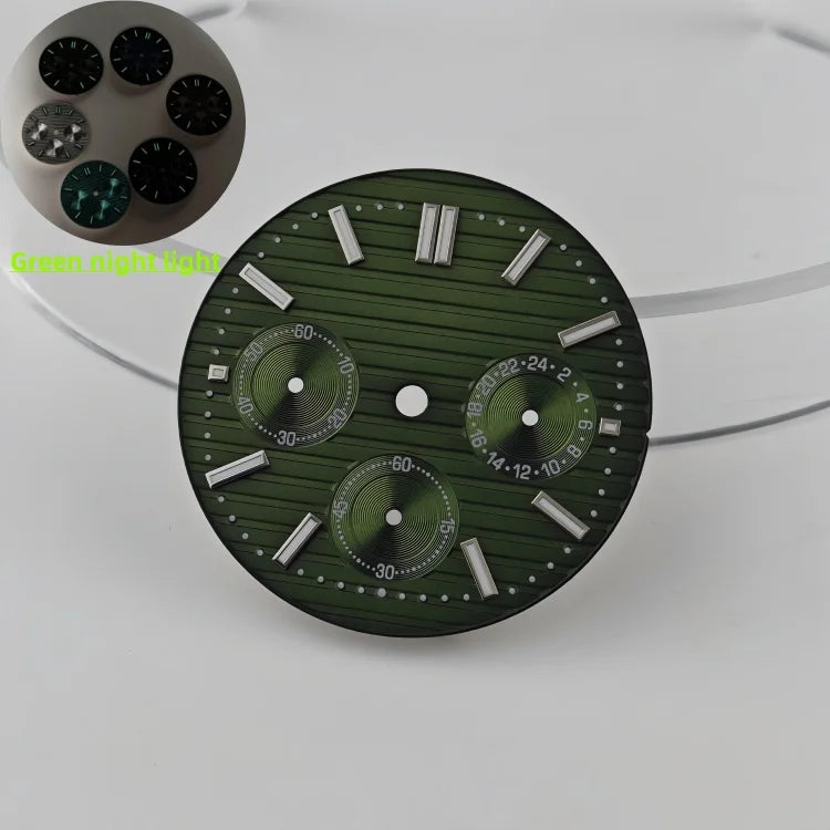 Watch Case Set 30mm Green Luminous Watch Dial Multi Functional Timing for VK63