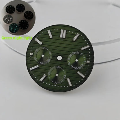 Watch Case Set 30mm Green Luminous Watch Dial Multi Functional Timing for VK63