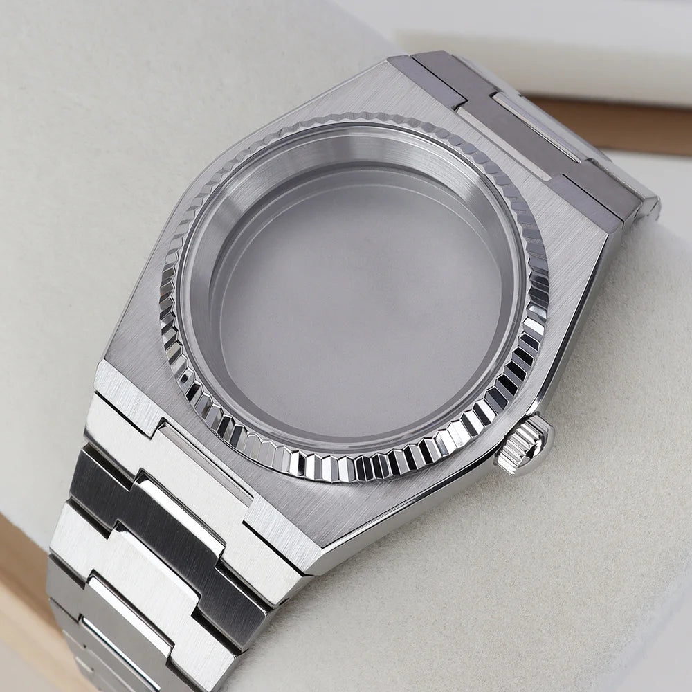 40mm Fluted Bezel Watch Case Sapphire For PRX Super Player Mod NH35 NH36 NH34/38