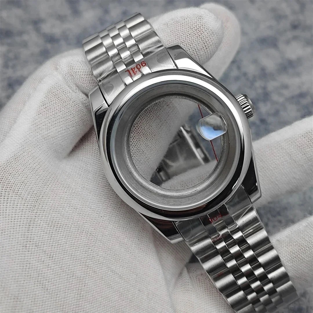 39mm Steel  Watch Case for NH35 NH36 4R 7S Case +Strap with Sapphire Crystal