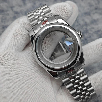 39mm Steel  Watch Case for NH35 NH36 4R 7S Case +Strap with Sapphire Crystal