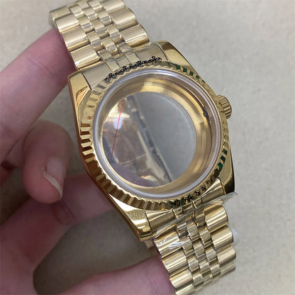 36mm/39mm Watch Case Strap Sapphire Glass Transparent/Solid Bottom for NH35 NH36