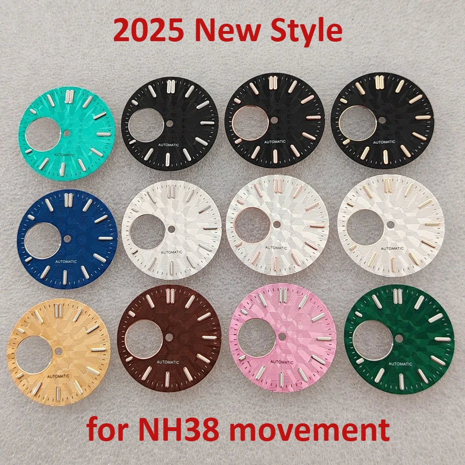 28.5mm Geometric Personalized Watch Dial Green Luminous Watch Face for NH38