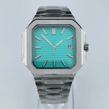 38.5mm Square Watch Case Folding Clasp WatchBand Fit NH35 NH38 Sapphire Crystal