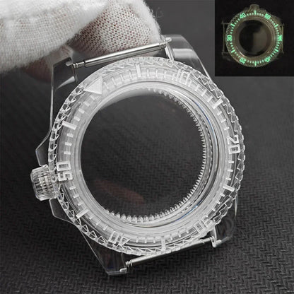 42mm Transparent Watch Case for NH35/NH36/4R/7S with Luminous Rotatable Bezel