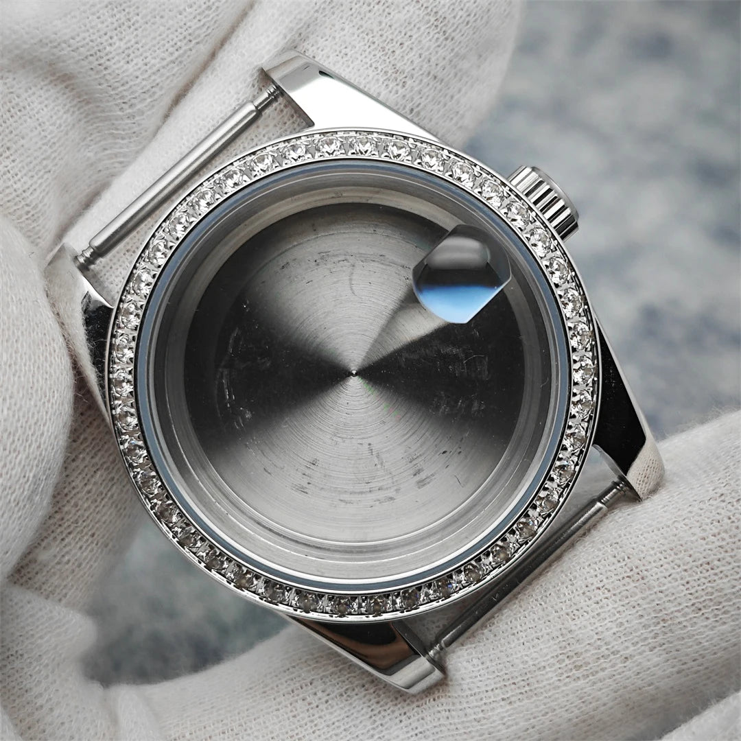 Oyster Diamond tainless Steel Watch Case with Sapphire Crystal Sfor NH35/NH36/4R