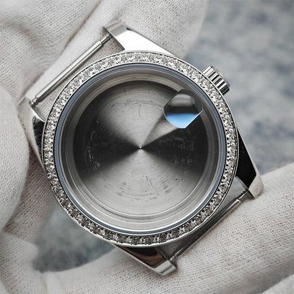 Oyster Diamond tainless Steel Watch Case with Sapphire Crystal Sfor NH35/NH36/4R