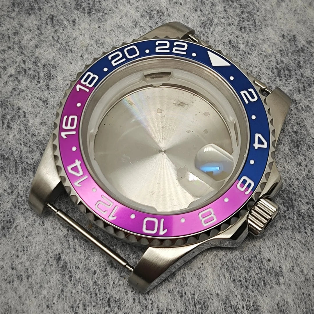 40mm SUB GMT Steel Watch Case for 2813/8215/2836/3804/8200 with Sapphire Glass