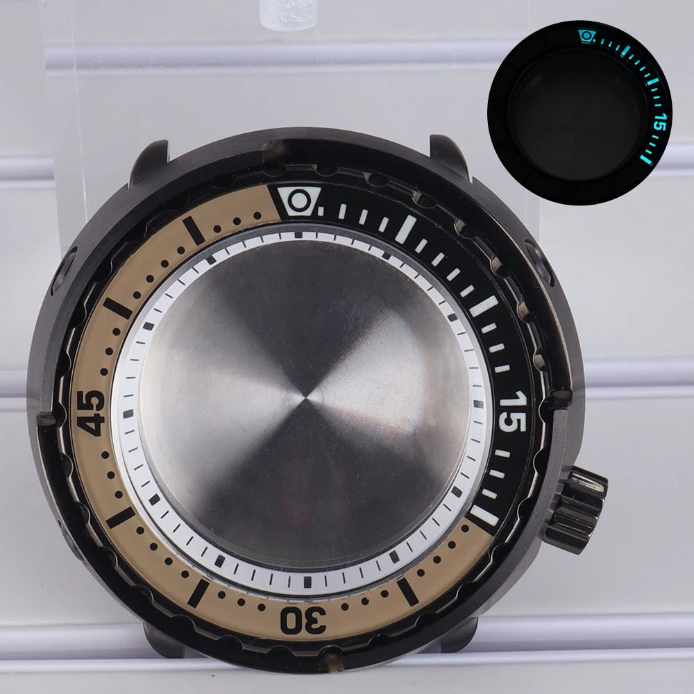 47mm Watch Case Sapphire Crystal For NH35/36 NH38 Modified Tuna Canned C3 Bezel
