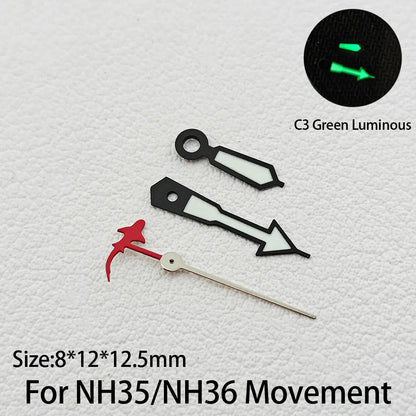 For NH35/NH36 Hands Marine Life Shape Series C3 Green Luminous Dolphin/Mermaid