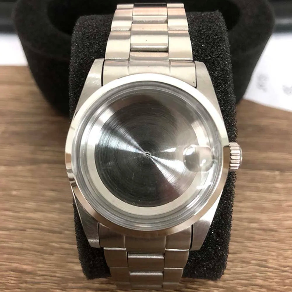 36mm Watch Case+Watch Strap Acrylic Glass Steel Case Watchband for NH35/NH36/4R