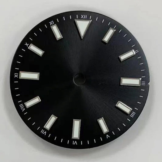 Black Sunray Watch Dial Stripe Nails Green Lume Roman Font Modified for NH35/8215/2836