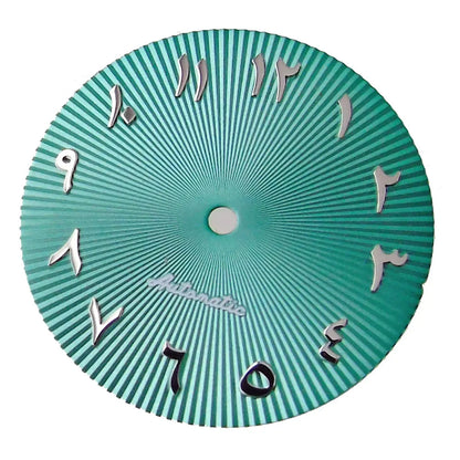 29mm ice blue Middle East numeral dial for 36-39mm fluted bezel watches, compatible with Miyota NH35/NH36 ETA PT.
