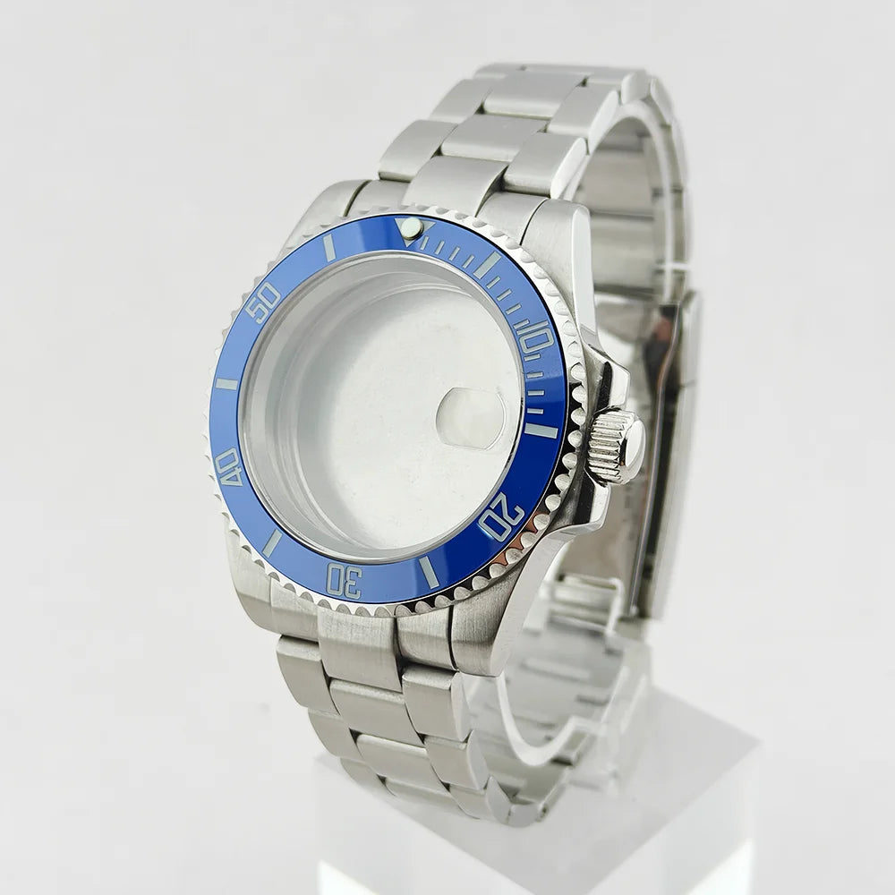 40.5mm SUB Sapphire Crystal Steel Watch Case One-Way Selection Bezel For NH35/36