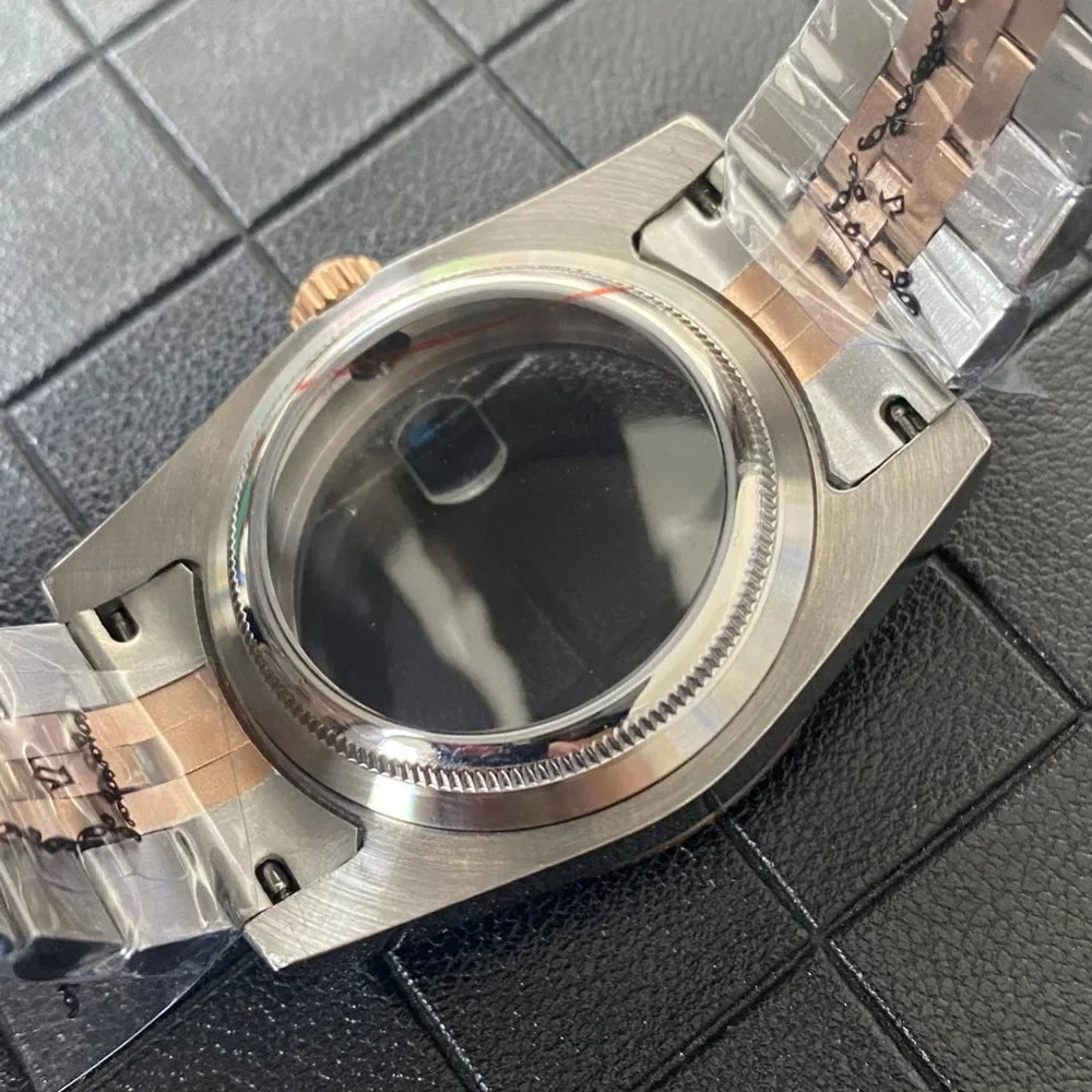 PVD 36mm Rose Gold Watch Case with Sapphire Crystal for NH35/NH36/4R Movement