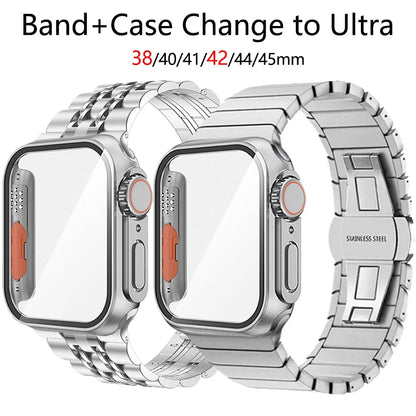 Stainless Steel Strap+PC Cover+Glass for Apple Watch Case Appearance Upgrade