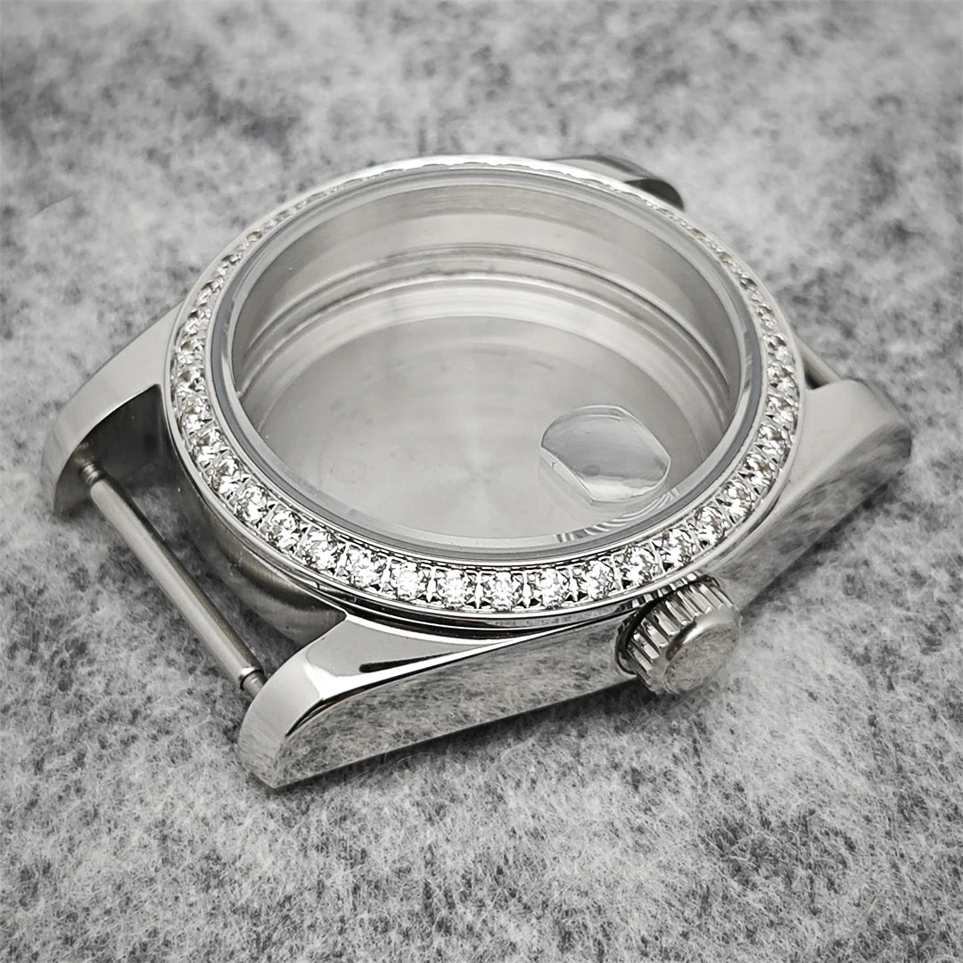 Oyster Diamond tainless Steel Watch Case with Sapphire Crystal Sfor NH35/NH36/4R