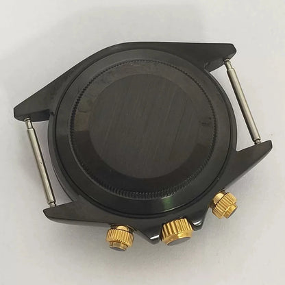 316L Steel 39mm VK63 Gold-Green Watch Case Sapphire Glass Ceramic Bezel Fit VK63