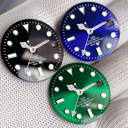 Sub Mod 29mm silver blue-green dial for NH34A automatic men's watch