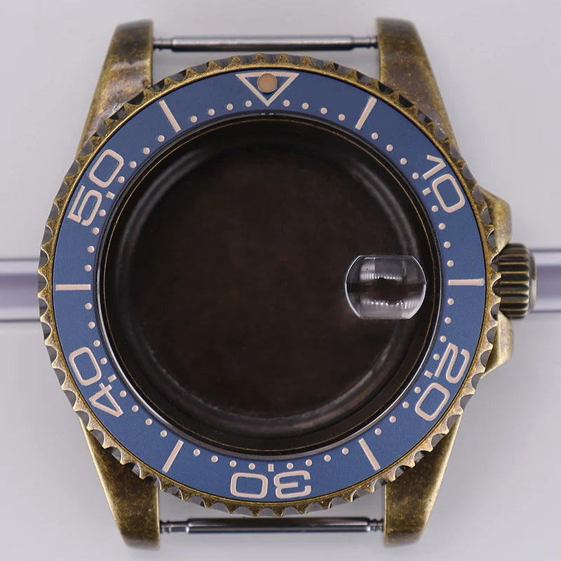 Bronze 40mm Watch Case Ceramic Bezel For SUB NH35/36/34/38/70 Sapphire Glass