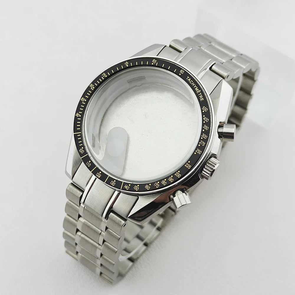 39.7mm Case 20mm Strap for VK63 Watch Head Silver Black Assembled Case Moon Case