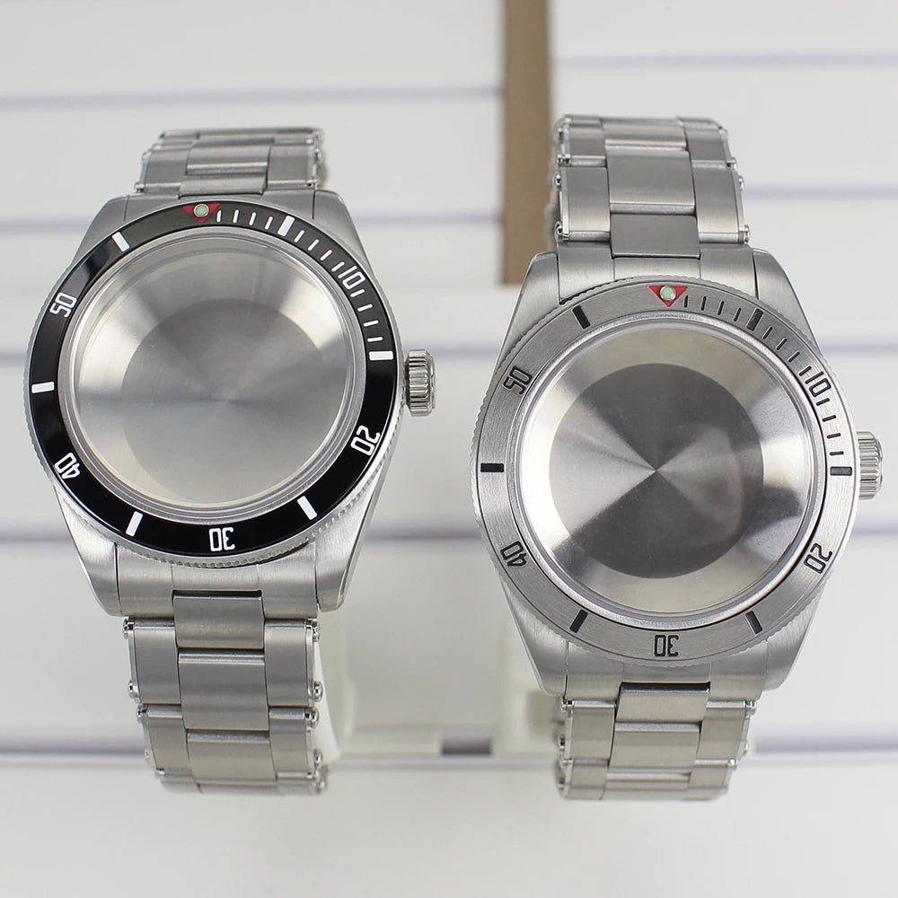 Silver 38mm Men Watch Case 316L Steel Sapphire Glass For NH35 NH36 NH38 4R36