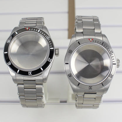 Silver 38mm Men Watch Case 316L Steel Sapphire Glass For NH35 NH36 NH38 4R36