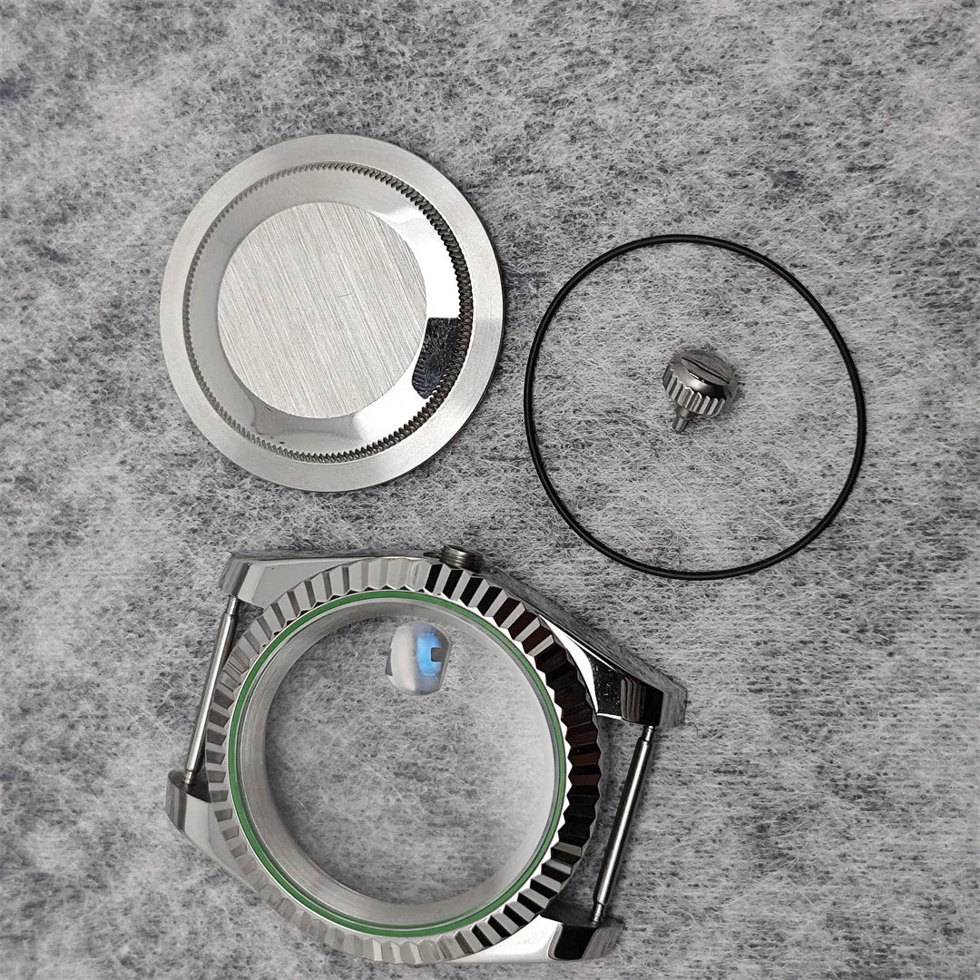 39mm Steel Watch Case Gear Ring Case with Sapphire Glass for NH35/ NH36/ 4R