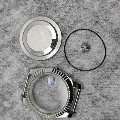 39mm Steel Watch Case Gear Ring Case with Sapphire Glass for NH35/ NH36/ 4R