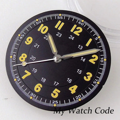 Pilot 29mm Nologo black and silver dial face for NH35 NH36 vintage diver watch mod parts