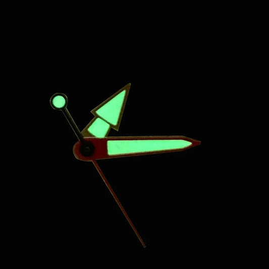 Silver Red Black Watch Hands with Green Luminous for NH35 NH36 Movement