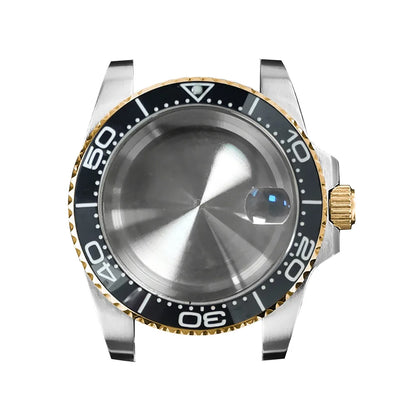 40mm Steel Gold Edge Watch Case Sapphire Date Magnifying Glass for NH35/NH36