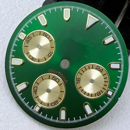 29.5mm VK63 S Logo Dial 3 eyes Green Luminous Fit VK63 Movement Dial Watch