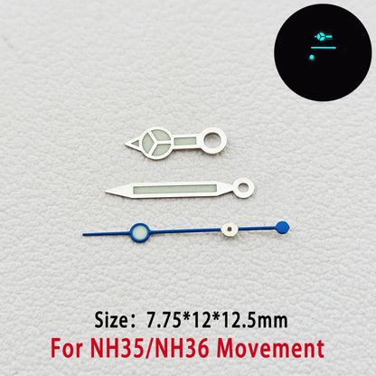Modified BGW9 Blue Luminous GMT Watch Hands For NH34 NH35 NH36  Movement